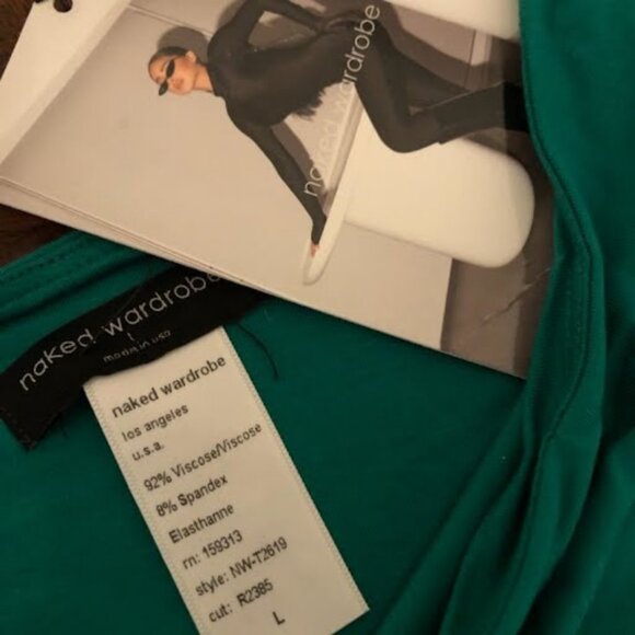 NWT NAKED WARDROBE Smooth Side One Shoulder Emerald Green Crop Top Multi-Sizes - Picture 4 of 4